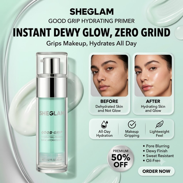 SHEGLAM Good Grip Hydrating Primer – Instant Dewy Glow, Zero Grip – Grips Makeup, Hydrates All Day – Pore Blurring, Dewy Finish, Sweat Resistant, Oil-Free