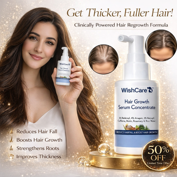 WishCare Hair Growth Serum Concentrate | 3% Redensyl + 4% Anagain + 2% Baicapil + Caffeine, Biotin, Rosemary & Rice Water | Clinically Proven to Boost Hair Growth & Reduce Hair Fall