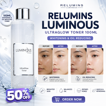 RELUMINS Luminous UltraGlow Toner – 50% OFF – Whitening & Oil Reducing – Brightens Skin Tone, Controls Excess Oil, Refines Pores – Evens Skin Tone, Smooths Texture – Gentle, Refreshing