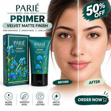 PARIÉ Primer by Parul Garg Beauty – Velvet Matte Finish – Blurs Pores, Smooths Texture & Long-Lasting – Enriched with Vitamin E – Lightweight, Non-Greasy Base for Flawless Makeup