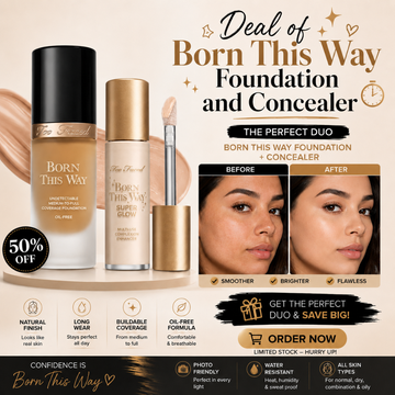 Too Faced Born This Way Foundation + Concealer Duo – The Perfect Duo – Smooth, Bright & Flawless – Medium to Full Coverage, Natural Finish – Hydrating, Oil-Free