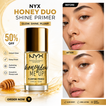NYX Honey Dew Me Up Plumping Primer  – Glow, Shine & Plump – Instant Glow, Dewy Finish & Hydrating Formula – Infused with Honey – Smooths, Plumps & Boosts Radiance