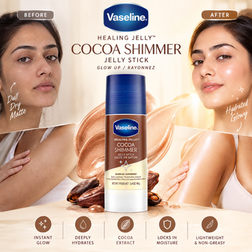 Vaseline Healing Jelly Cocoa Shimmer Jelly Stick – Deeply Hydrating Body Luminizer – Instant Dewy Glow with Cocoa Butter