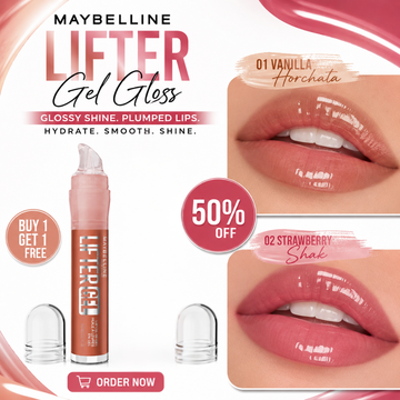 Maybelline Lifter Gel Gloss – Glossy Shine, Plumped Lips – Hydrate, Smooth & Shine on-Sticky, High Shine, 24H Hydration