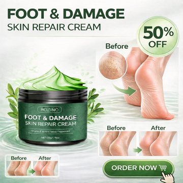 Rozino Tea Tree Oil Foot & Damage Skin Repair Cream | Vitamin E, Aloe Vera & Peppermint | Repairs Cracked Heels, Dry Feet & Rough Skin