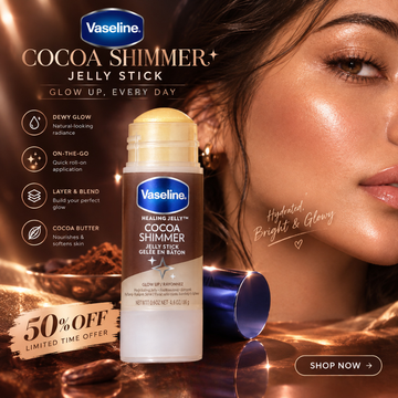 Vaseline Healing Jelly Cocoa Shimmer Jelly Stick – Deeply Hydrating Body Luminizer – Instant Dewy Glow with Cocoa Butter