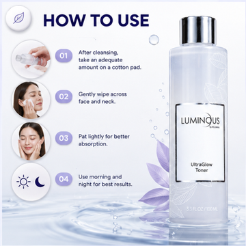 RELUMINS Luminous UltraGlow Toner – 50% OFF – Whitening & Oil Reducing – Brightens Skin Tone, Controls Excess Oil, Refines Pores – Evens Skin Tone, Smooths Texture – Gentle, Refreshing