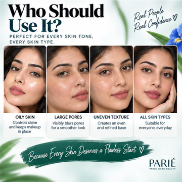 PARIÉ Primer by Parul Garg Beauty – Velvet Matte Finish – Blurs Pores, Smooths Texture & Long-Lasting – Enriched with Vitamin E – Lightweight, Non-Greasy Base for Flawless Makeup