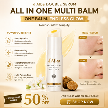 d'Alba Double Serum All-in-One Multi Balm – Nourish, Brighten & Revitalize – Deep Hydration, Glow Boosting, Skin Barrier Protection – For Face, Eyes, Lips, Neck & Dry Areas