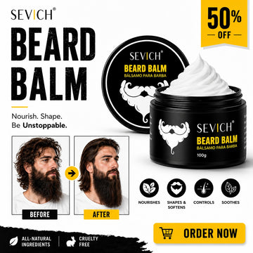 SEVICH Beard Balm – Nourish, Shape & Soften – With Shea Butter & Biotin – Controls Frizz & Flyaways – Soothes Sensitive Skin – All-Natural, Cruelty-Free, Paraben-Free